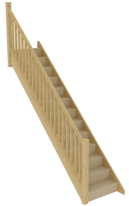 stairbox straight staircase with left balustrade