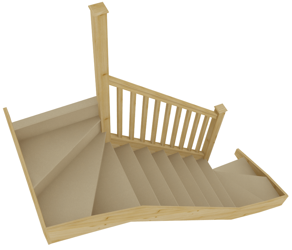 stairbox top and bottom winder staircase with balustrade