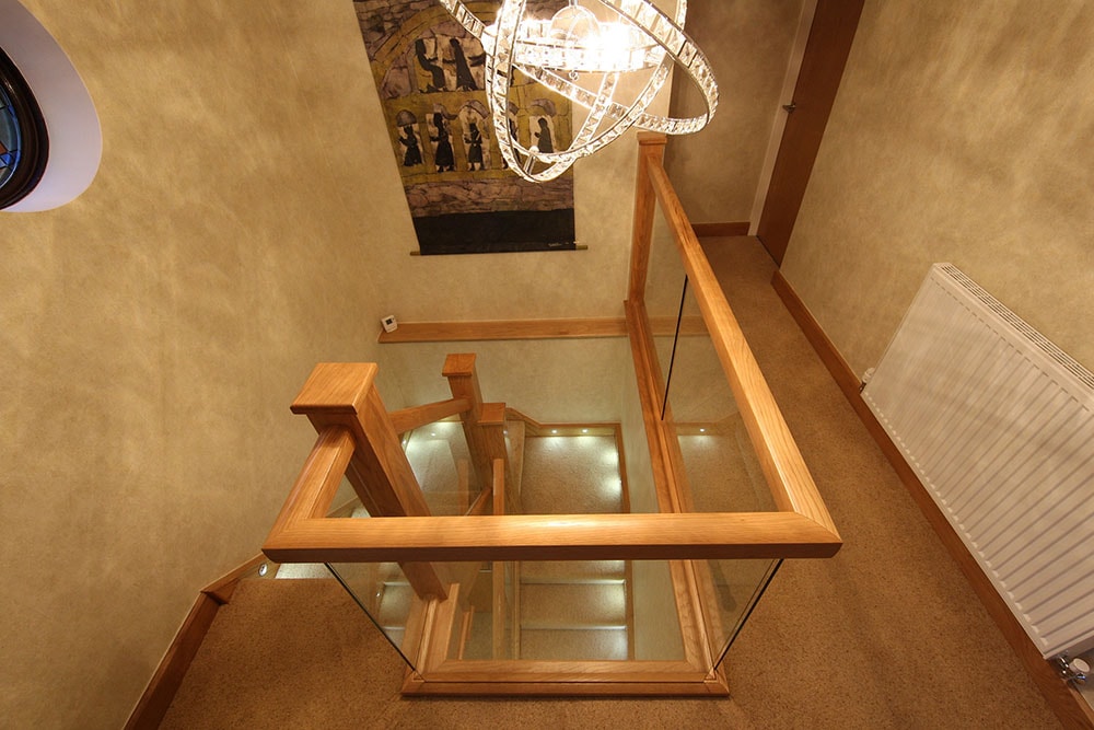 Newel Cladding with Glass - Finished Result