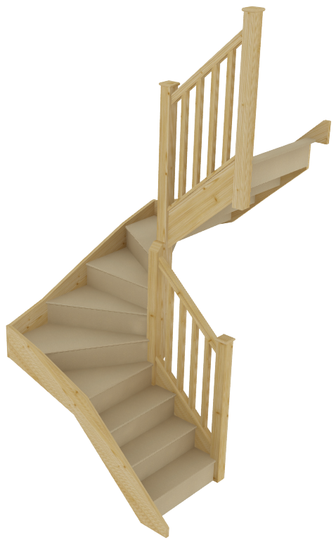 StairBox RH Mid Six Kite Winder Staircase
