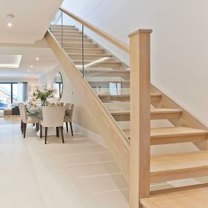 Oak open plan staircase with half risers